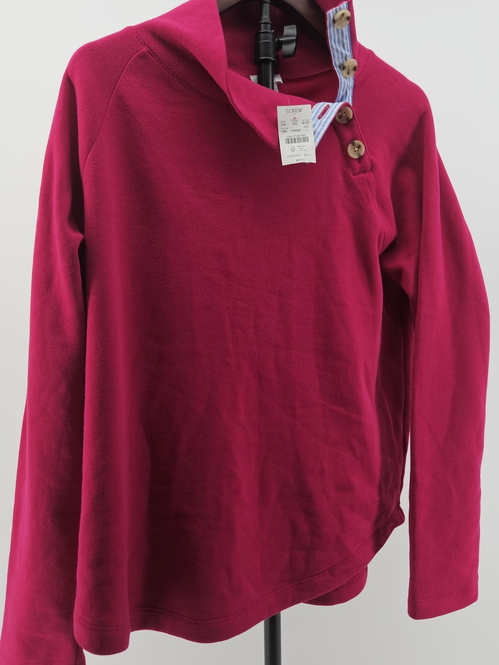 J. Crew Pink Button-Accent Pullover Sweater Classic NWT Large Quiet Luxury